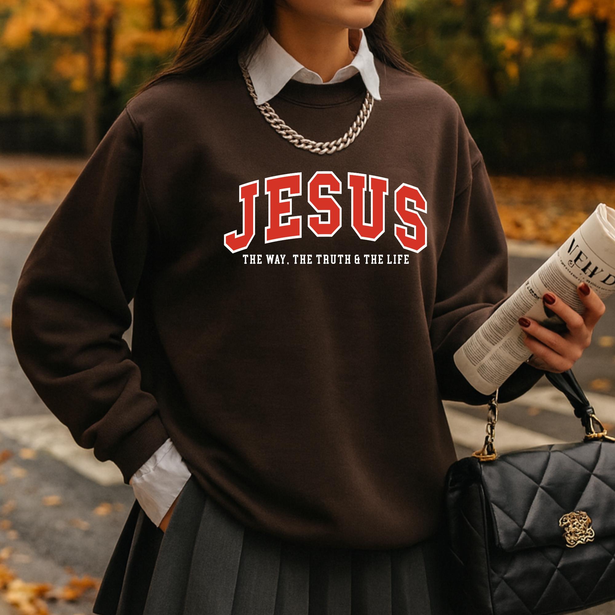 JESUS crewneck brown (Pressing video attached)
