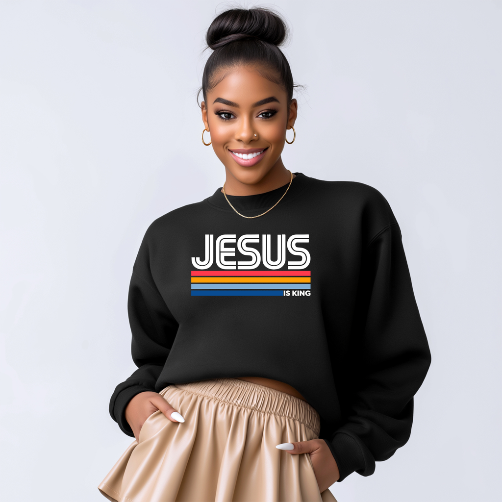 Jesus is King black crewneck